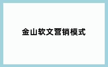 金山软文营销模式