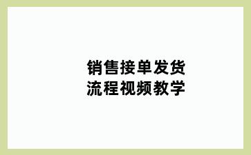 销售接单发货流程视频教学