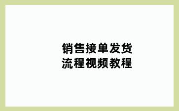 销售接单发货流程视频教程