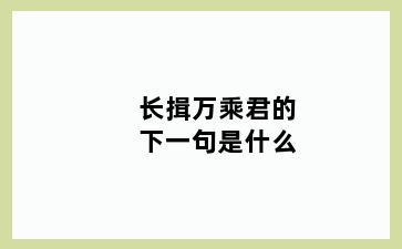 长揖万乘君的下一句是什么