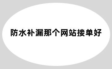 防水补漏那个网站接单好