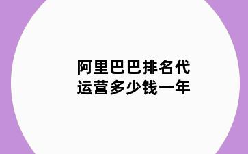 阿里巴巴排名代运营多少钱一年