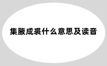 集腋成裘什么意思及读音