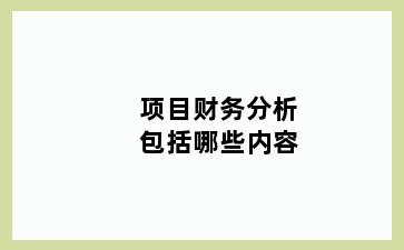 项目财务分析包括哪些内容