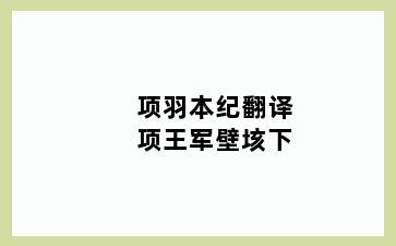 项羽本纪翻译项王军壁垓下