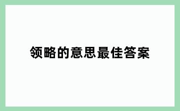 领略的意思最佳答案