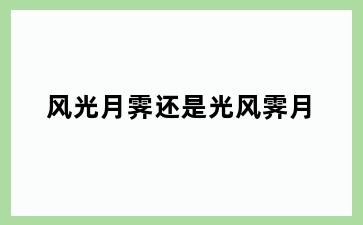 风光月霁还是光风霁月