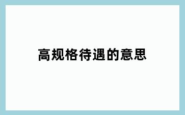 高规格待遇的意思