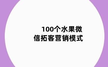 100个水果微信拓客营销模式