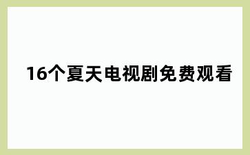 16个夏天电视剧免费观看