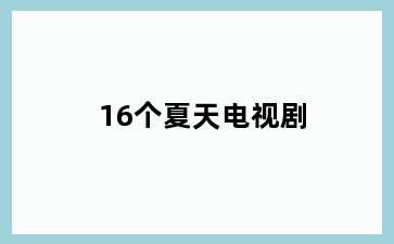 16个夏天电视剧