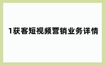 1获客短视频营销业务详情