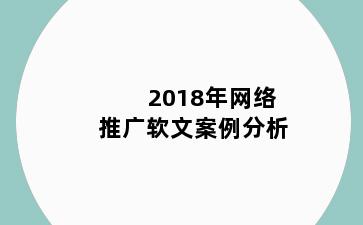 2018年网络推广软文案例分析