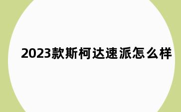 2023款斯柯达速派怎么样