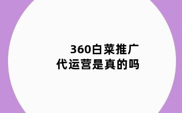 360白菜推广代运营是真的吗