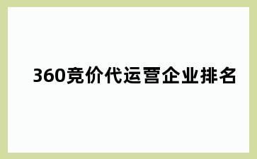 360竞价代运营企业排名