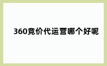 360竞价代运营哪个好呢