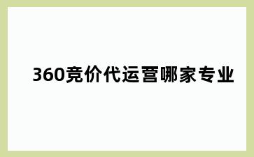 360竞价代运营哪家专业