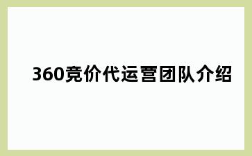 360竞价代运营团队介绍