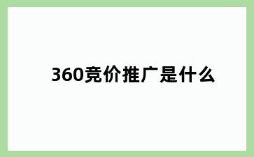 360竞价推广是什么