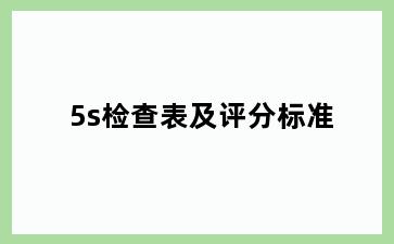 5s检查表及评分标准