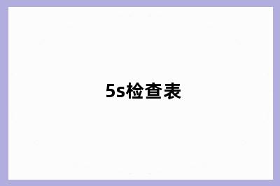 5s检查表