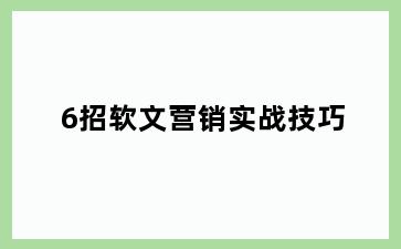 6招软文营销实战技巧