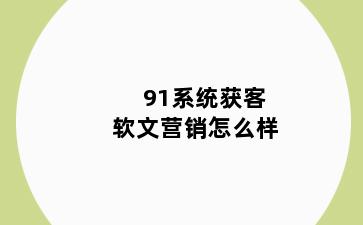 91系统获客软文营销怎么样