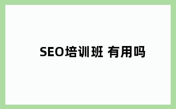 SEO培训班 有用吗