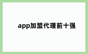 app加盟代理前十强