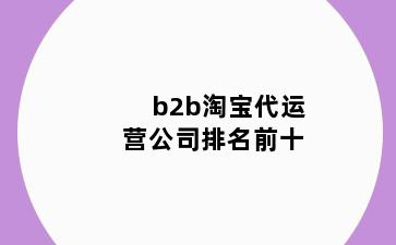 b2b淘宝代运营公司排名前十