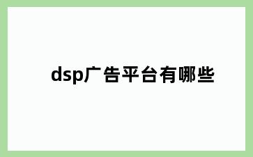 dsp广告平台有哪些