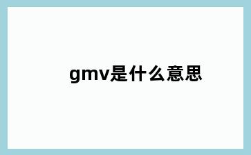 gmv是什么意思