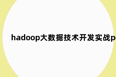 hadoop大数据技术开发实战pdf