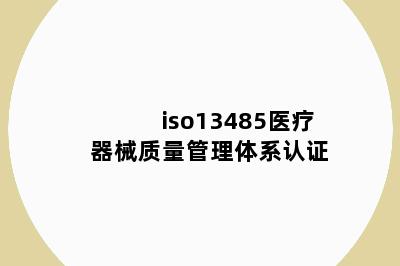 iso13485医疗器械质量管理体系认证