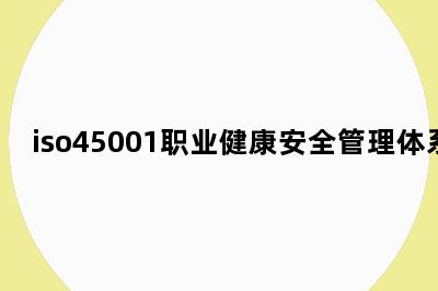 iso45001职业健康安全管理体系