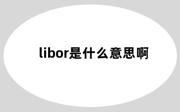 libor是什么意思啊