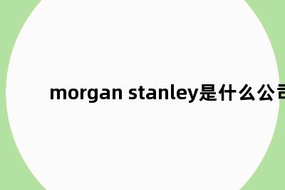 morgan stanley是什么公司