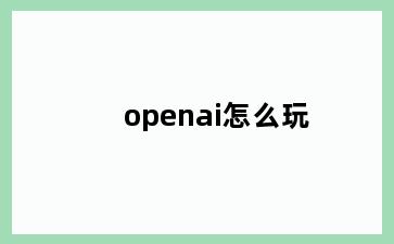 openai怎么玩