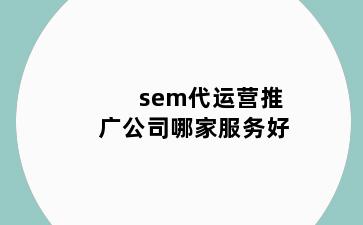 sem代运营推广公司哪家服务好