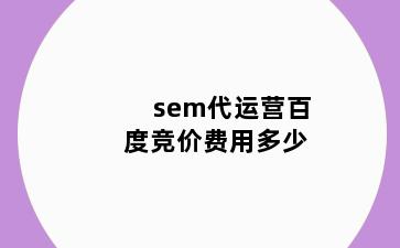 sem代运营百度竞价费用多少