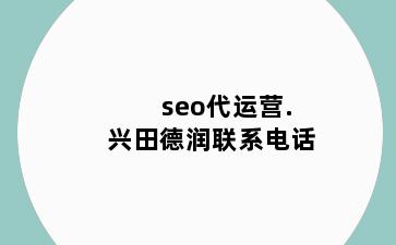 seo代运营.兴田德润联系电话