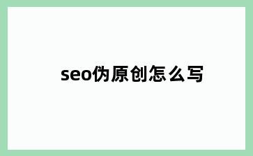 seo伪原创怎么写