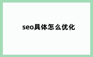 seo具体怎么优化