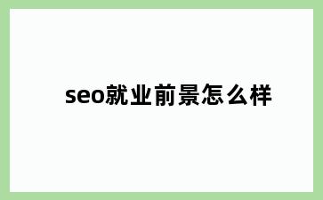 seo就业前景怎么样