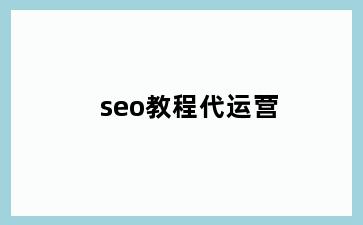 seo教程代运营