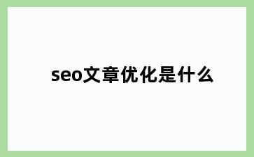 seo文章优化是什么