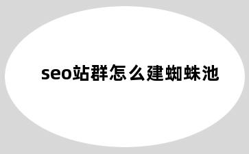 seo站群怎么建蜘蛛池