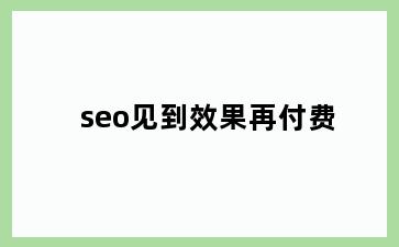 seo见到效果再付费