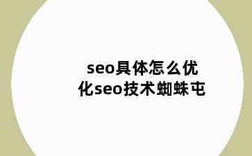 seo具体怎么优化seo技术蜘蛛屯